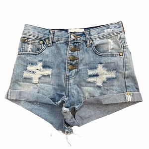 One X One Teaspoon Hawks Relaxed Fit High Rise Twisted Cuff Shorts Size 24